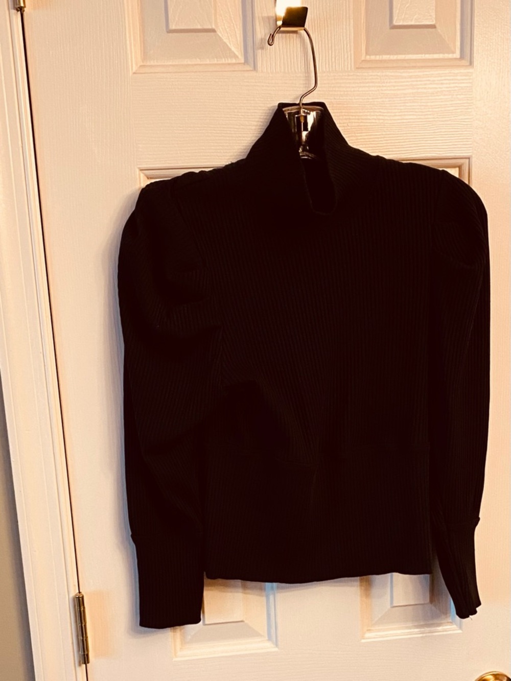 Free People Black Ribbed Mock Turtleneck Sweater
